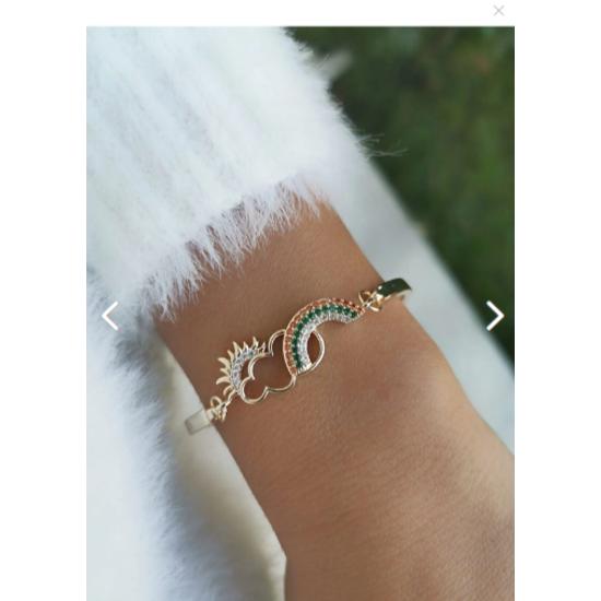 Regenbogen-Wolken-Sonne-Zirkon-Stein-Armband