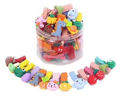 ANNA CREATIONS 26 Pcs Baby Girls Hair Clips Cute Animal Character Fruit Flower Pattern Fully Ribbon Lined Hair Clips Hair Accessories for Girls