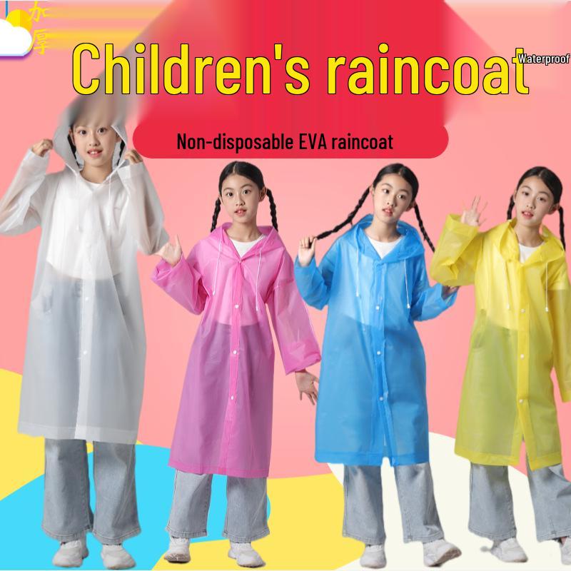 EVA Kids’ Raincoat: Thickened, Explosion-Proof for School, Hiking, Travel - Disposable Outdoor Poncho