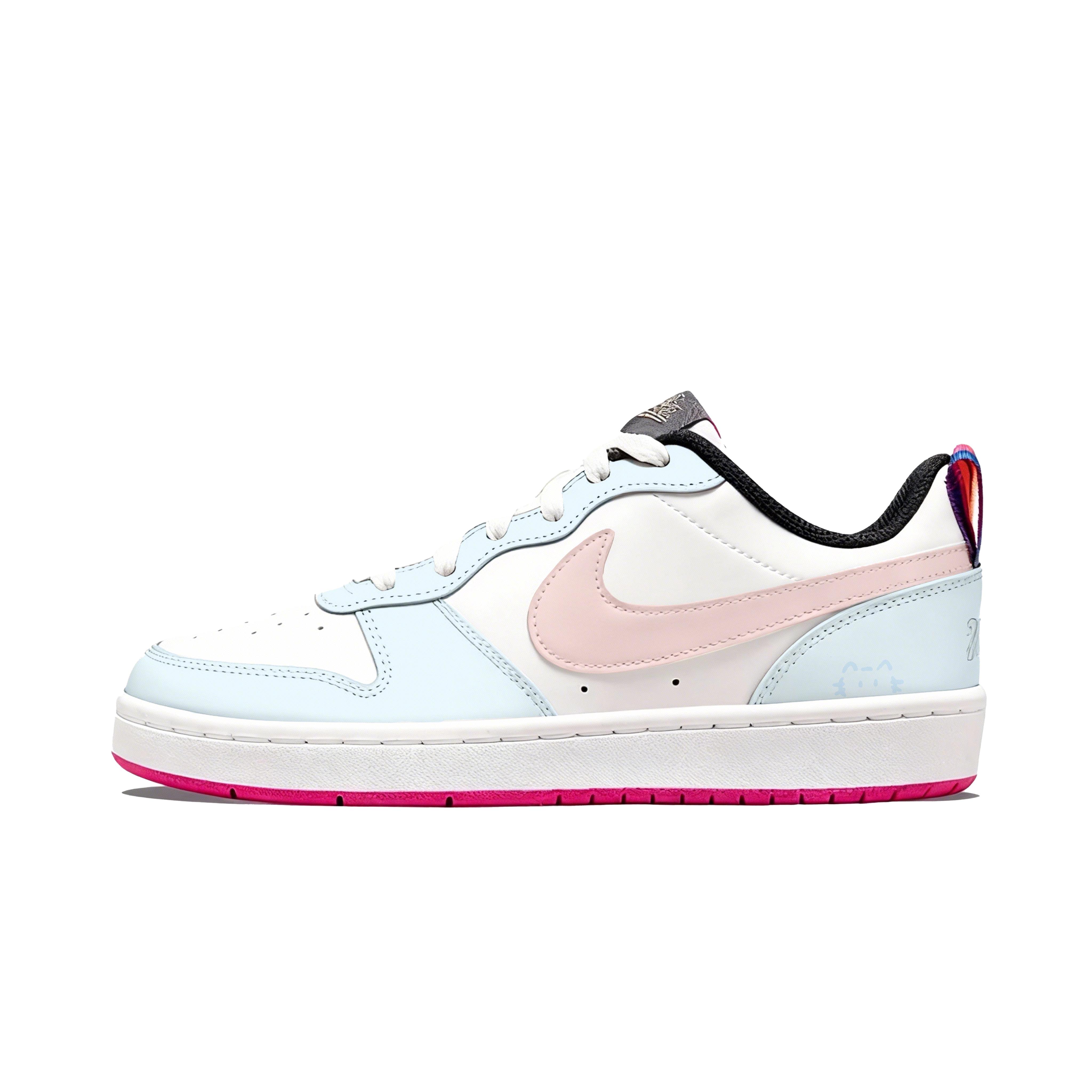 Nike Court Borough GS Sweet Bean Ding Dong Lightweight Low top Skateboard Shoes Women s Blue Pink DJ0040-100(Team1713-) 38