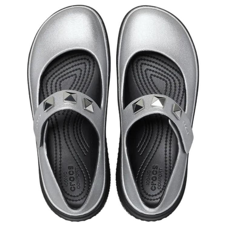 Crocs Fashionable Comfortable Simple Thick Sole Mary Jane Shoes Women Shoes Silver 210437-040