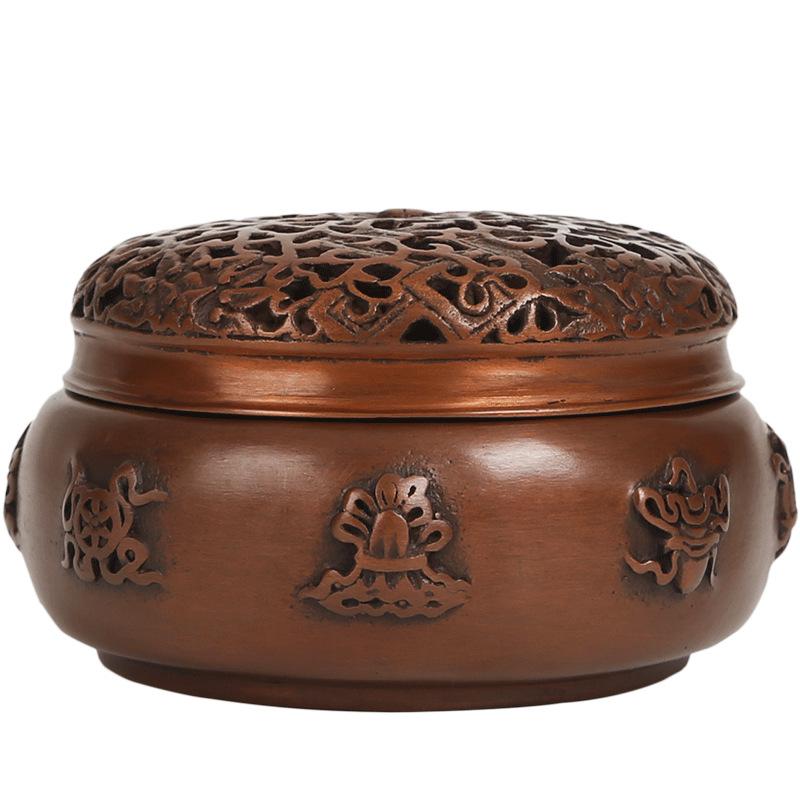 Decoration Red Copper Crafts Utensils Eight Treasures Incense Burner