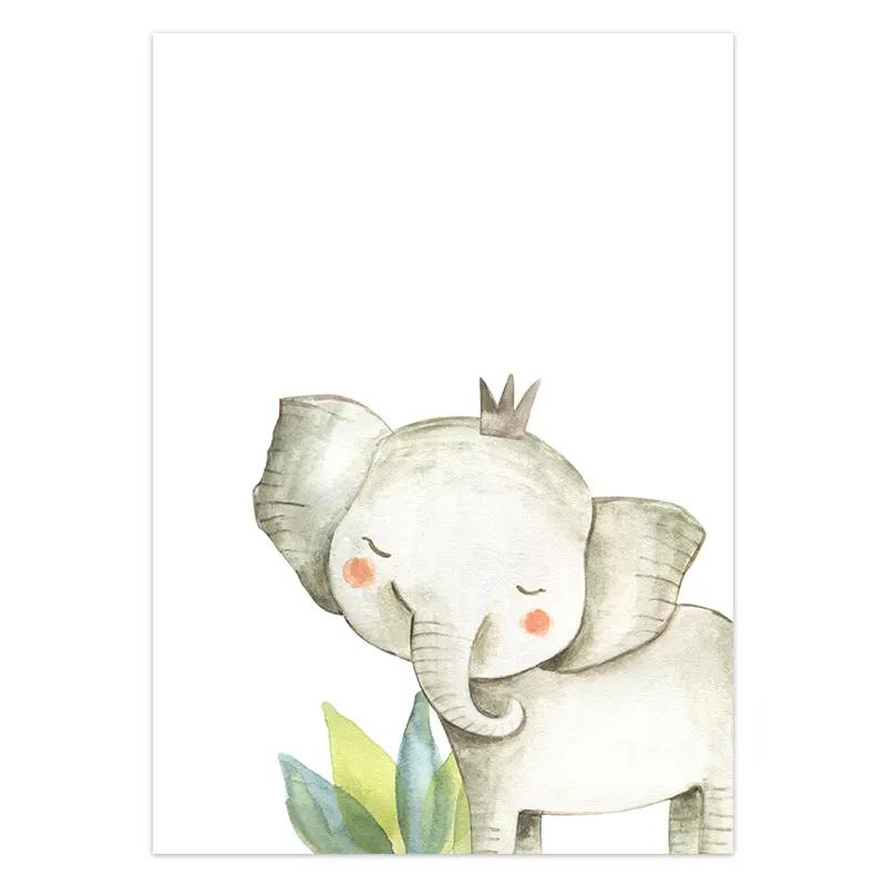 Cute Animal Decorative Painting Zebra Elephant Fox Picture for Children's Room Wall Art Decoration Poster for Kid Nursery Art