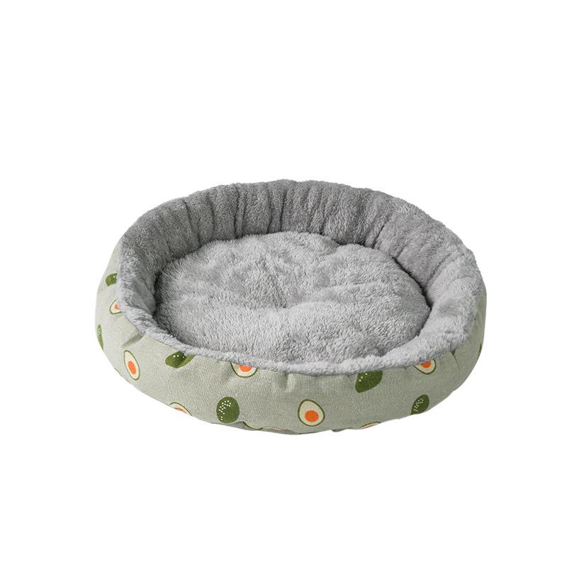 All-Season Cotton Linen Pet Bed - Round Cushion Nest for Cats & Dogs