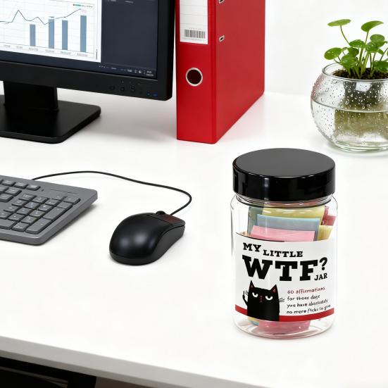 Mein Kleines WTF-Glas mit 60 Krassen Selbstpflege-Zitaten Sarkastische Affirmationskarten für Erwachsene Lustiges Motivationsgeschenk