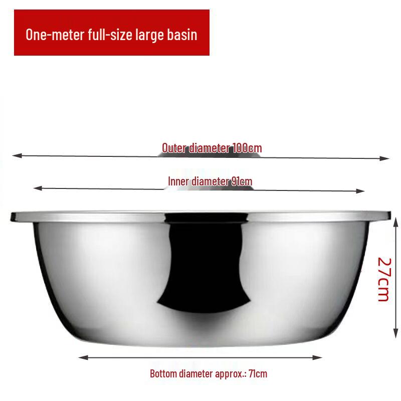 Stainless Steel Basin, Large/Extra-Large: Ideal for Washing Vegetables, Mixing Dough, or Bathing.