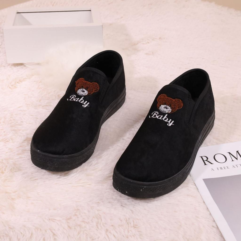 Autumn and winter warm plush women's cotton shoes bear thick sole casual comfortable non-slip one-pedal muffin sole women's cotton shoes