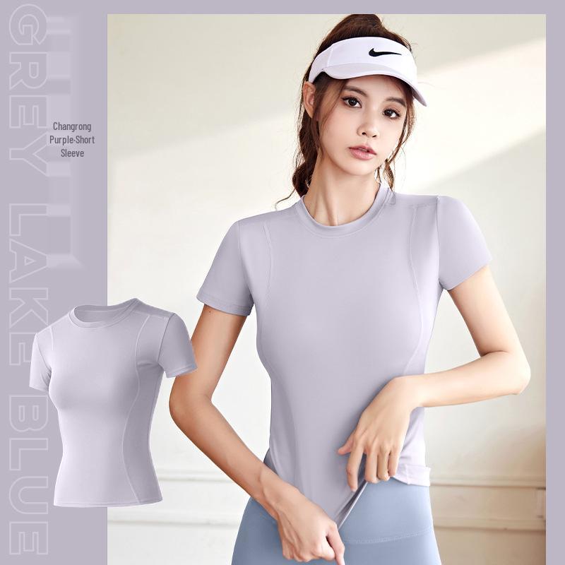 Women's Slim Fit Yoga & Gym T-Shirt - Short Sleeve Summer Activewear