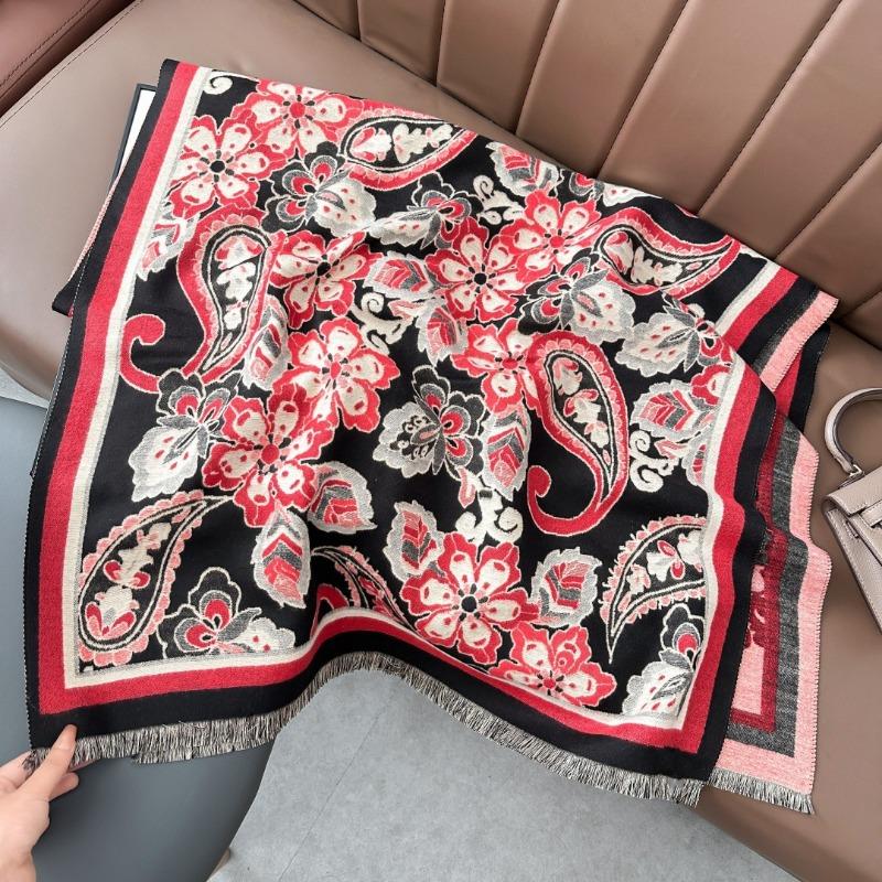 Travel warm thickened double-sided cashew jacquard imitation cashmere scarf temperament versatile retro shawl spring and autumn