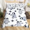 Penguin Comforter Cover Kawaii Animal Print Black White Little Penguin Duvet Cover Blue Iceberg Antarctica Winter Bedding Set