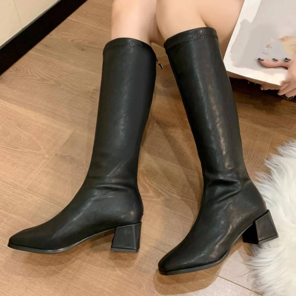 Fashionable New Square Toe Warm/sexy Casual Mid Length Boots/winter Comfortable Anti Slip Elegant Knight Boots for Women