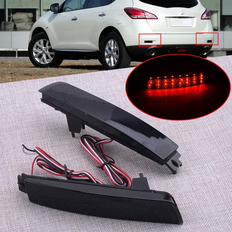 1Pair LED Rear Bumper Brake Reflector Light Fit For Nissan Juke Murano Quest Sentra Infiniti