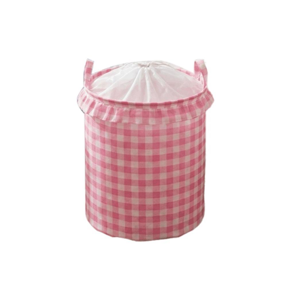 Large Capacity Ruffled Edge Laundry Basket Folding Space Saving Drawstring Storage Basket Dust-proof with Handle Toys Organizers