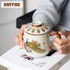 350ml Peacock Ceramic Filter Tea Separator Cup Handmade Tea Mug With Infuser Tea Maker Office Water Cup Tea Services Gift Craft