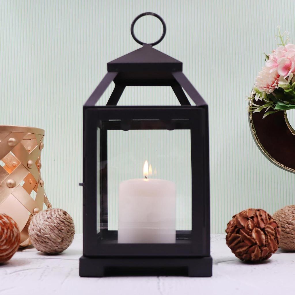 Glass Iron Lantern with One Pillar Candle Lantern for Home Decoration|Candle Holders for Home Decor Pack of 1