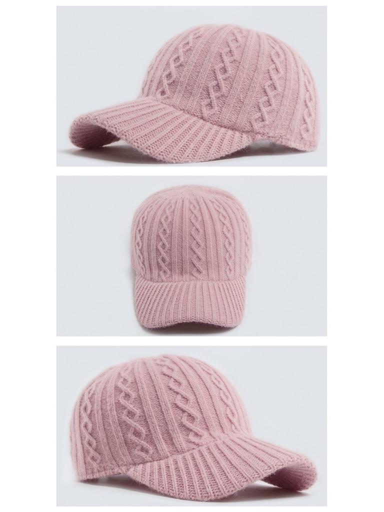 Damen Zopfstrick Woll Schirmmütze - Warme Herbst-/Wintermode für Mittelalte und Ältere