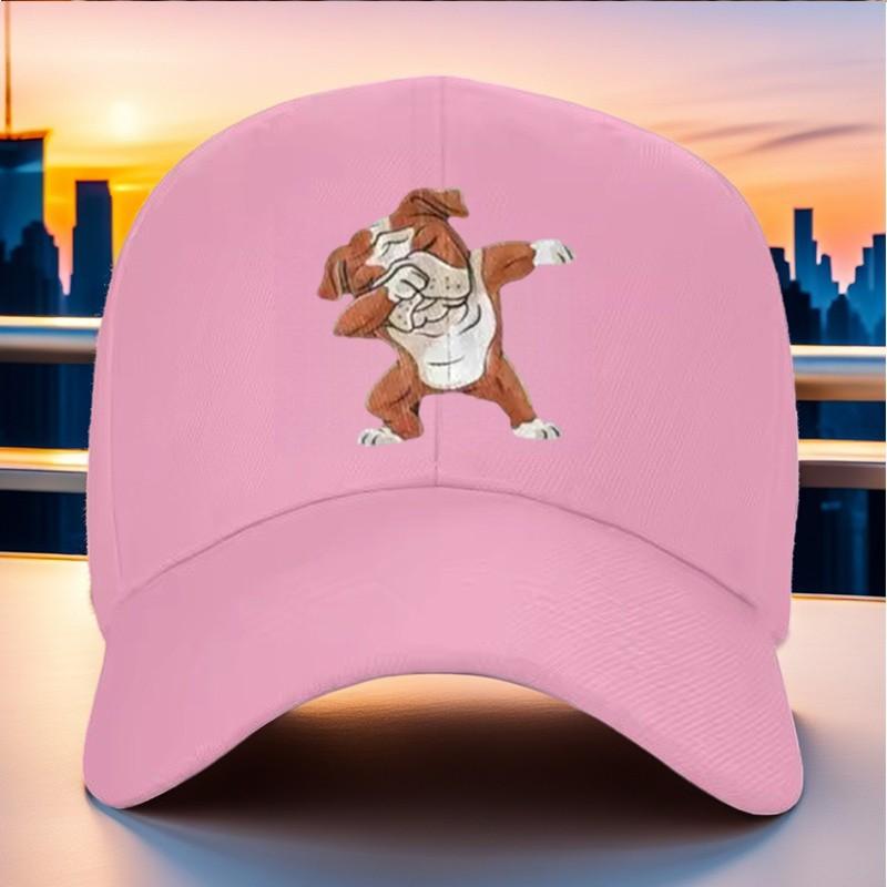 Dabbing Bulldog Dog Baseball Cap Cute Animal Print Adjustable Outdoor Sports Hat
