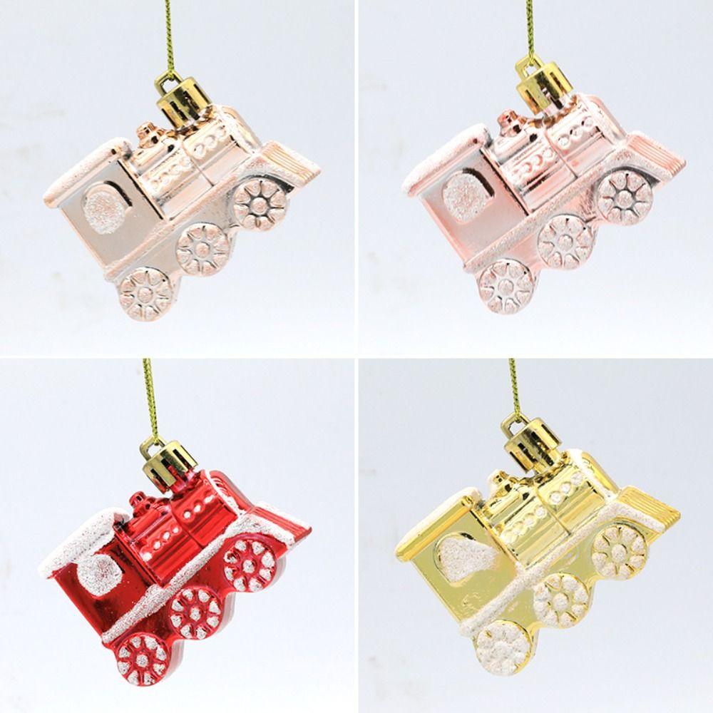 4PCS/Box Small Car Train Christmas Gifts Boxes Pendant DIY Crafts Painted Christmas Decorations