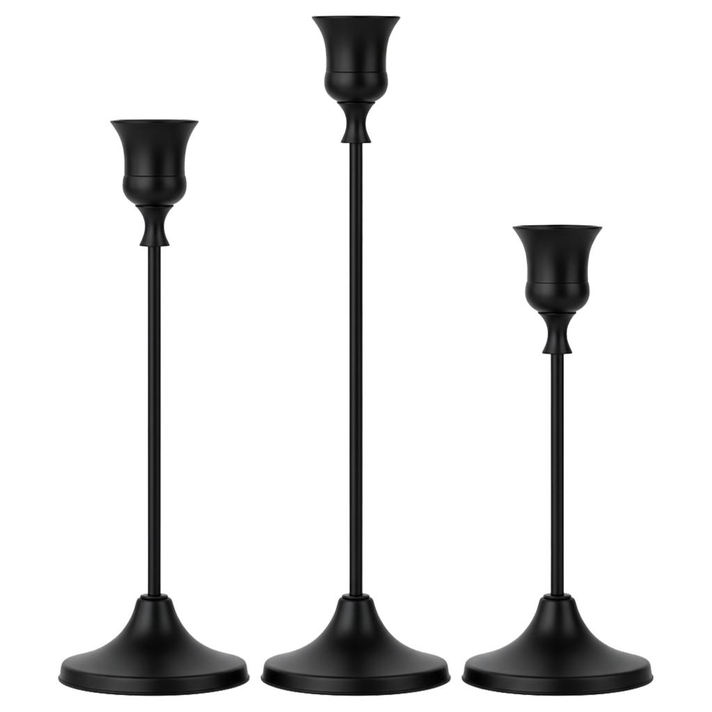 Black Classic Retro Candlestick Holders Set European Vintage Decor for Wedding Party Anniversary Home Dinner Table Centerpiece