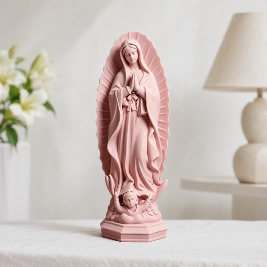 Virgin Mary Statue, Religious Resin Sculpture, Blessed Holy Mother Figurine for Catholic Home Desk Decor