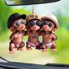 Monkey Car Hanging Pendants Acrylic 2D Car Charms for Backpack Keychain Cute Rearview Mirror Decoration Christmas Gift for Friends