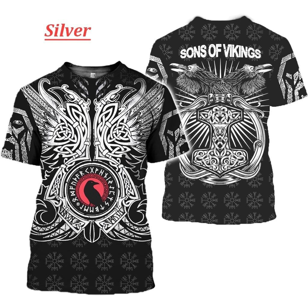 

Модний чоловічий одяг Жінки Чоловіки Viking Tattoo Art Skull Graphic T-Shirt 3D Print Vikings Short Sleeves Plus Size XXS-6XL 6XL