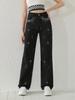 Women's Rhinestone Straight-Leg Jeans with Butterfly Design: Stylish and Comfortable