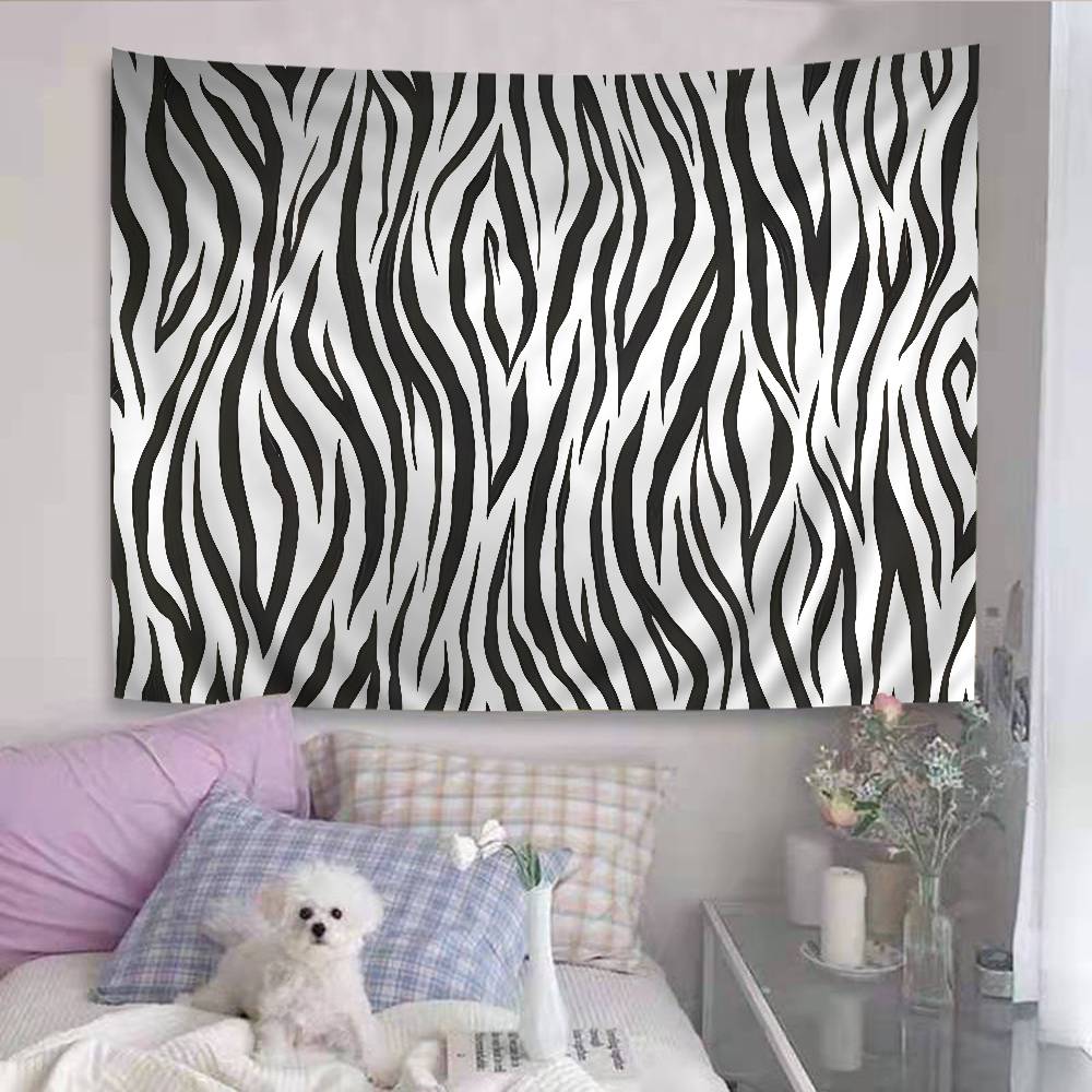 Black White Print Zebra Printed Large Wall Tapestry Indian Buddha Wall Decoration Witchcraft Bohemian Hippie Wall Art Decor 74x94cm(29x37in)