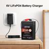 NASTIMA 6V LiFePO4 Battery Charger, 7.3V 1A Smart Charger for 6V Lithium Iron Phosphate Battery with Red and Black Clips and LED Indicator Light