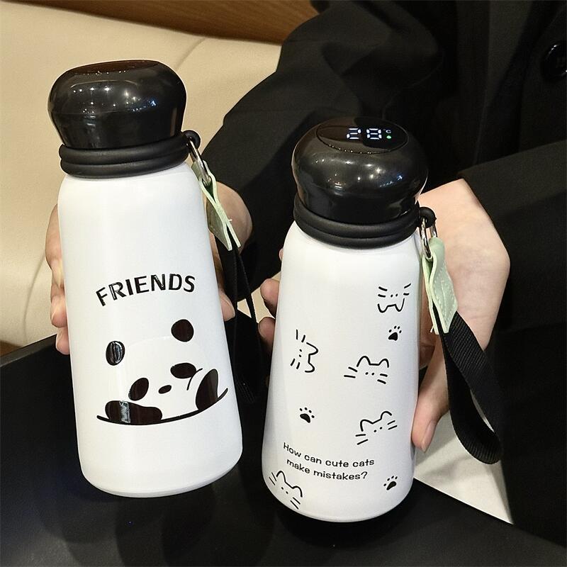 400ML Panda Stainless Steel Smart Thermos Mug LED Temperature Display Coffee Cup Keep Cold Heat Thermal Mug Travel Vacuum Flask