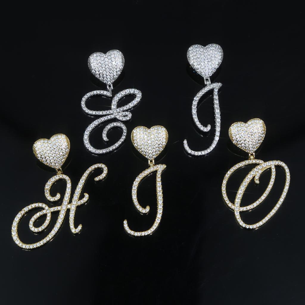 New Fashion Design Bling Women Girl Jewelry Micro Pave Cz Silver Gold Colors All 26 Initial Alphabet Letter Pendant