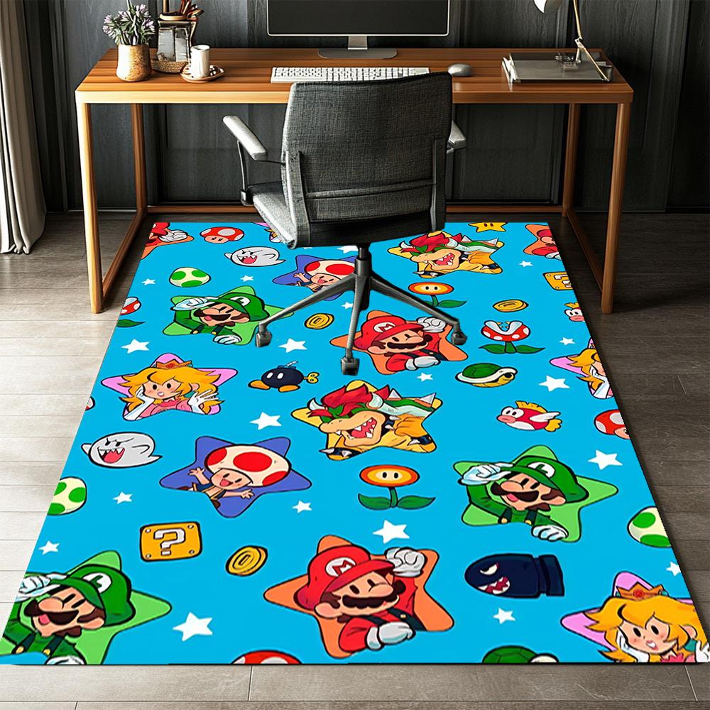 Mario Printed Carpet Rug for Office Chair Living Room Bedroom Kitchen Room Decor Gifts