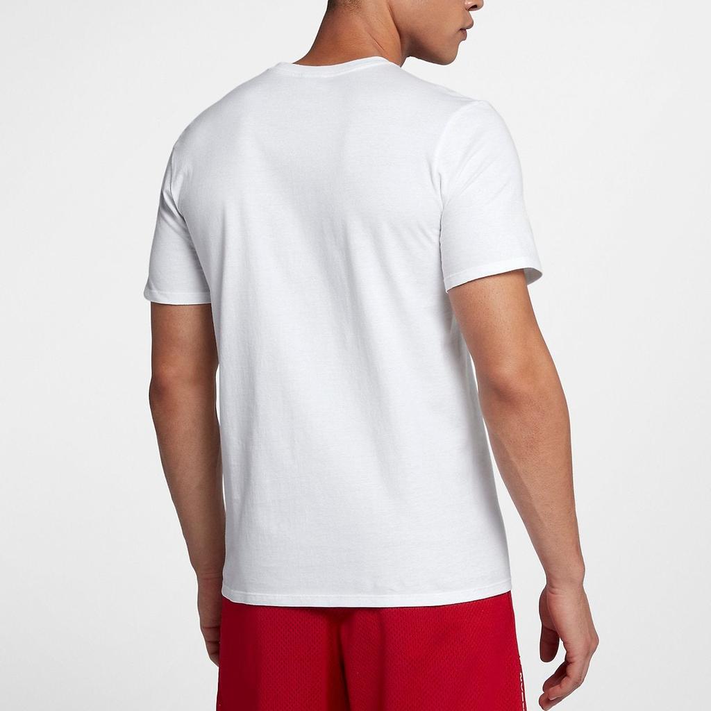 Jordan Logo Print Color Block Crew Neck T-Shirt Men Tops White AO2626-100