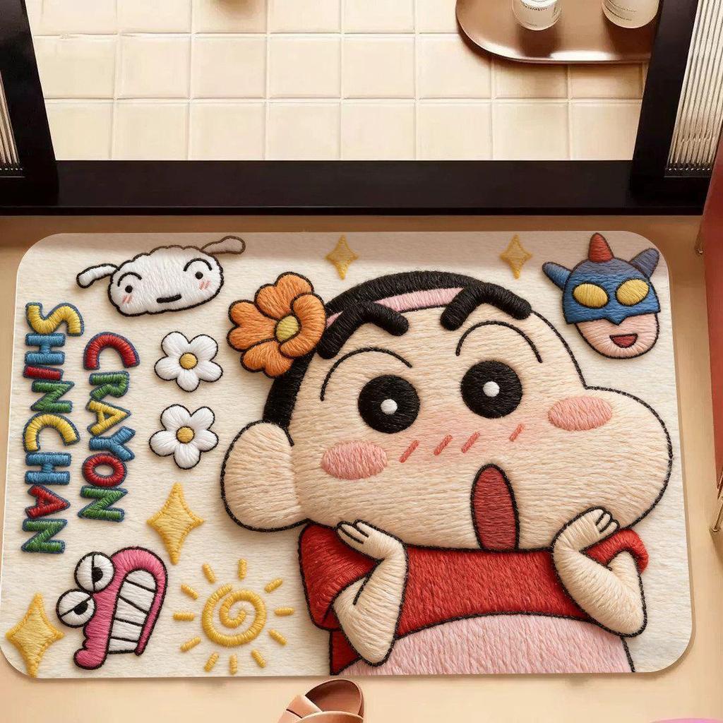 Shin-chan Diatom Mud Bath Mat - Quick-Dry, Non-Slip, Water-Absorbent Floor Pad for Bathroom and Toilet