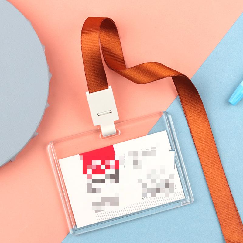 Fashion Acrylic Transparent Bus Cards Sleeve Employee Work Card Holder with Lanyard Work Card Cover Women Men Credit Card Holder