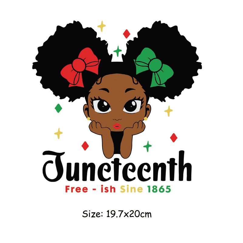 Juneteenth 1865 Sticker Patch For Clothes July 4th Black Girl Free 1776 DIY Heat Transfer Clothes Stickers Iron On Thermal Patch