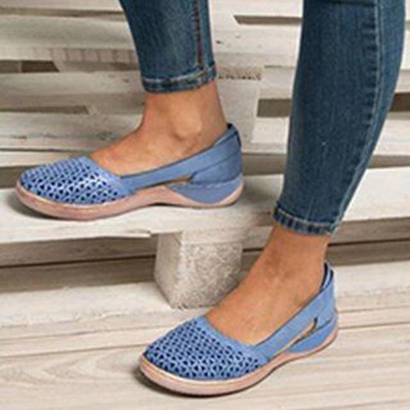 Women Breathable Hollow Slip on Flat Loafer Sandals Shoes