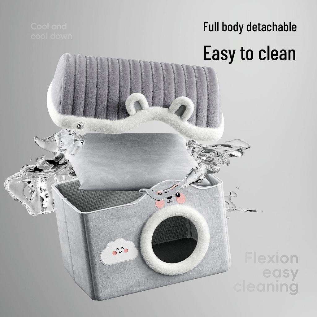 Vier Jahreszeiten Halboffenes Warmes Katzenbett für Komfort und Sicherheit