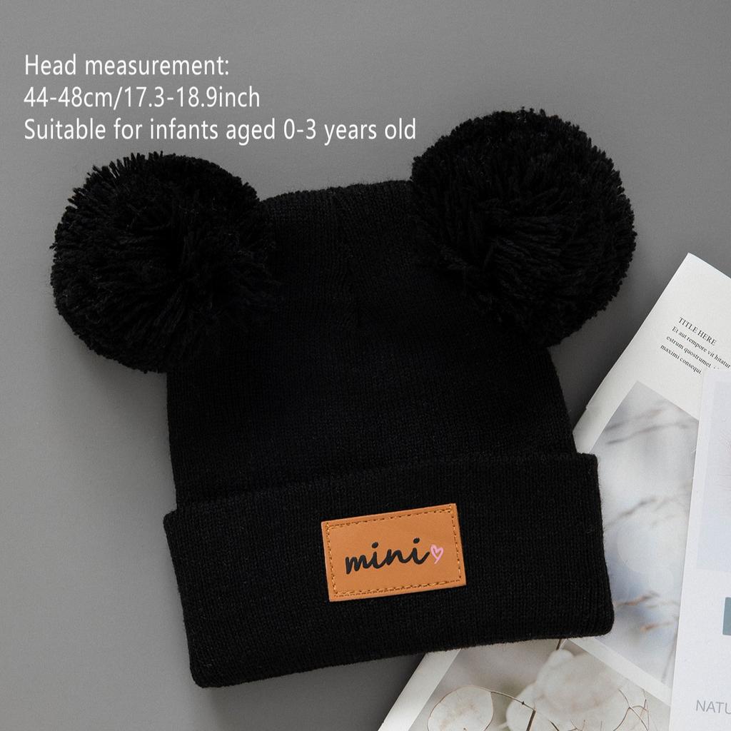 3pcs Kids Knitted Bonnet Bebe Newborn Baby Hat Pompom Cute Winter Hat for Boys Girls Children Warm Beanie Cap 0-3Y