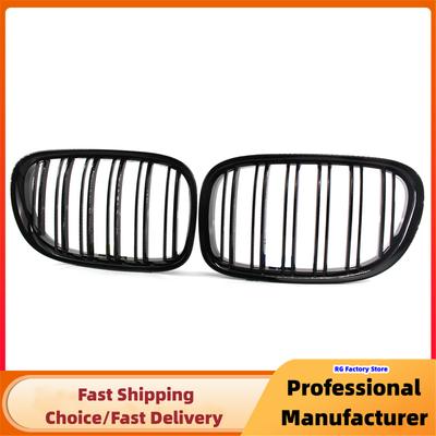 Rejilla de riñón para parachoques delantero de coche para BMW F01 F02 F03 F04 740i 750i 760Li 4 puertas 2009-2015 Rejillas de carreras de doble lama Negro Brillante