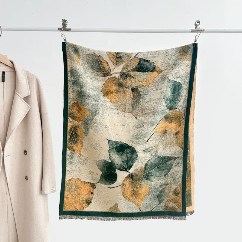 Autumn and winter new double-sided color oil painting series imitation cashmere thickened warm scarf women's air conditioner shawl