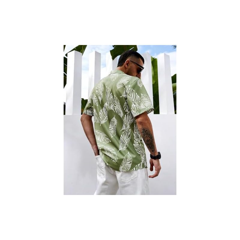 Lookmark Men' Vibrant Printed Half Sleeve Loose Fit Casual Shirt In Cotton Blend Perfect For Beach Days, Everyday Comf