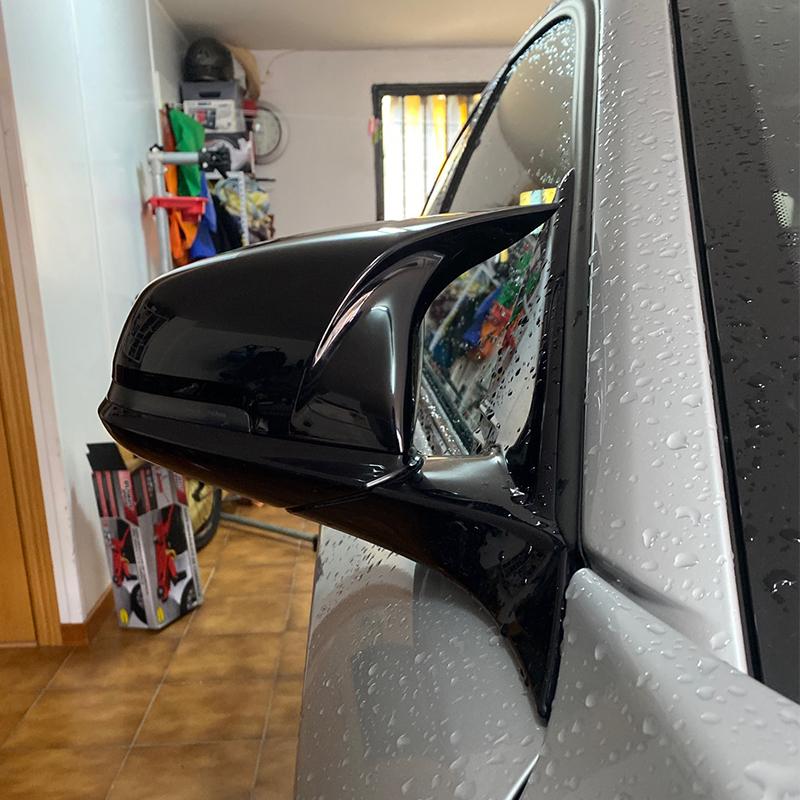 2 Pieces Rearview Mirror Cover Cap Carbon Black For BMW F20 F21 F22 F23 F30 F32 F36 X1 E84 F87 Carbon Fiber Pattern Accessories