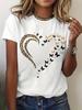 Women Heart Print T Shirt Multi Styles Love Graphic Tees Summer Soft Cotton O Neck Short Sleeve Casual Loose Daily  Tops  Ladies