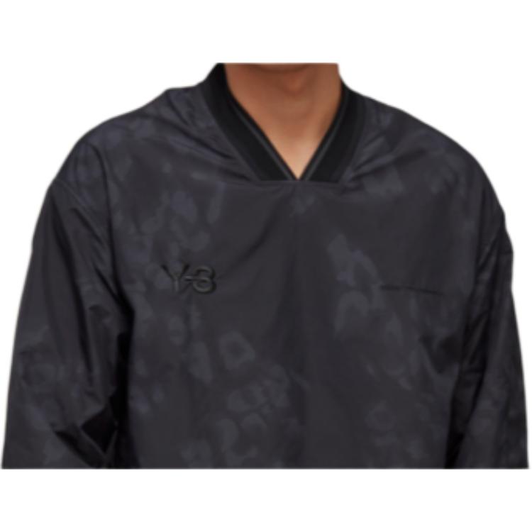 Y-3 FW22 Letter And Number Logo Embroidered V-Neck Pullover Long Sleeve T-Shirt Men Tops Black HN1978