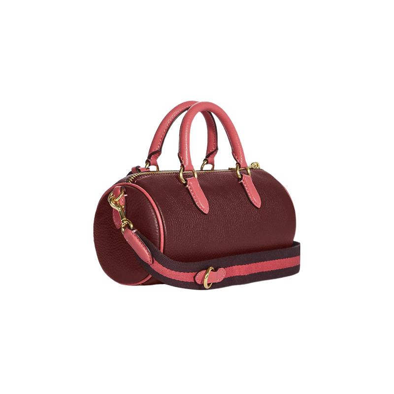 COACH Lacey 19 top zipper closure cow leather barrel bag hand shoulder crossbody bag small size women's burgundy