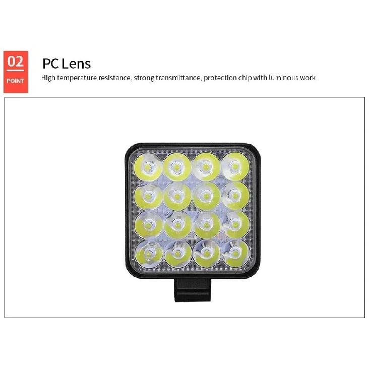 12V Waterproof Led Work Light Bar Square Spotlight 48W Work Light Headlight For Truck Off Road Night Driving Light For