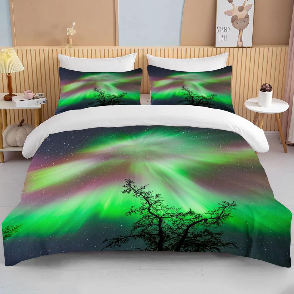 10 Sizes Aurora Borealis View Bedding Collection Duvet Cover Bed Collection Quilt Cover Pillowcase King Queen Size Bedding Collection Adult