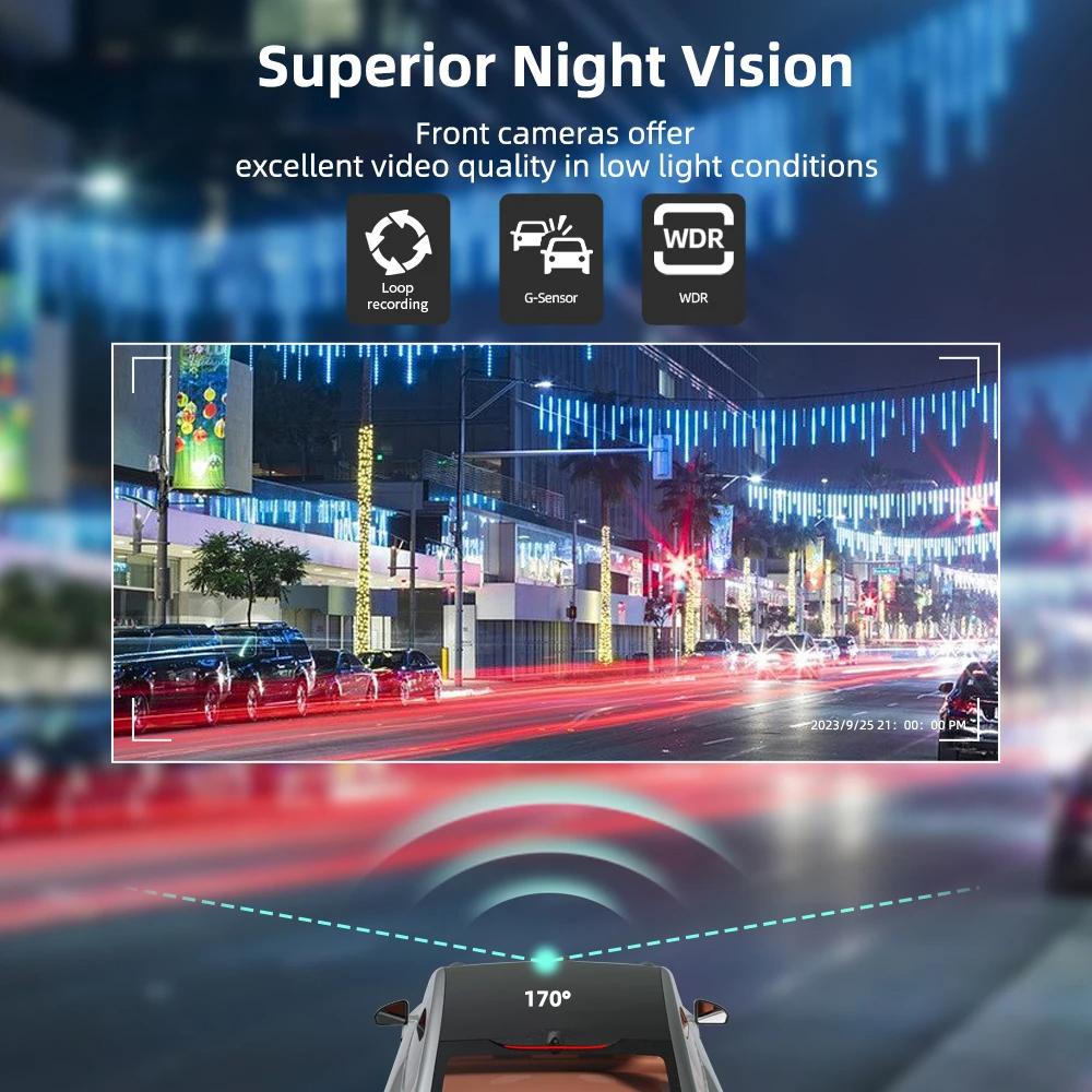 4Lens 3-calowa kamera samochodowa 1080P do samochodów WIFI APP Rejestrator wideo 360° Rejestrator samochodowy Kamera cofania Monitor parkowania Czarne pudełko Akcesoria samochodowe