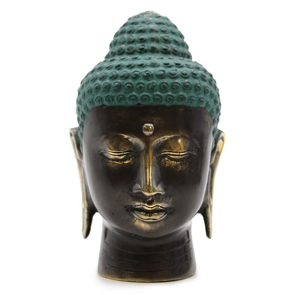 Buddha Head Large Antique Brass
